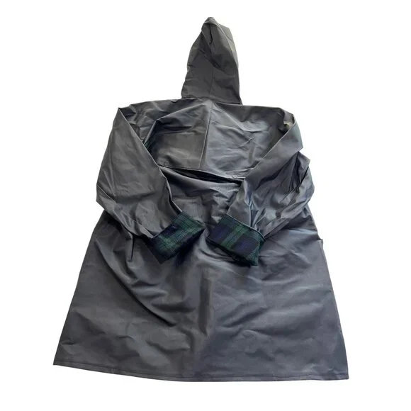 Maria de la Orden Plaid Lined Rain Coat in Navy
